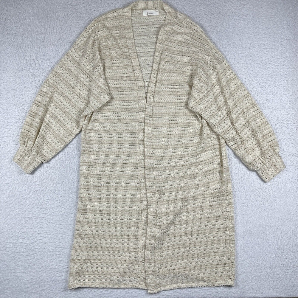 Anthropologie Sweater Womens OSFM‎ Cream Beige Duster Long Cardigan Cozy Neutral
